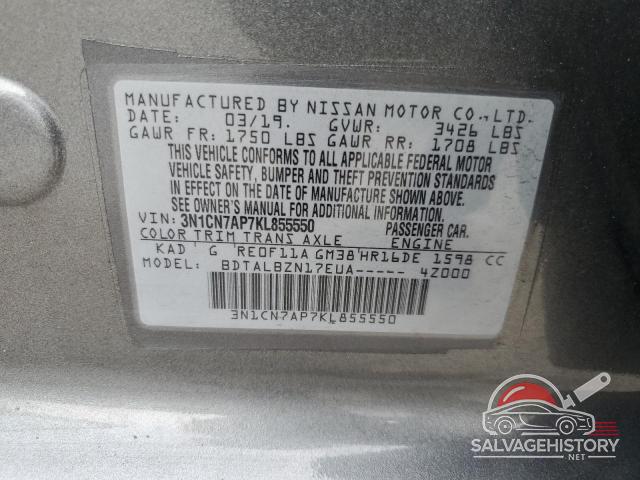 3N1CN7AP7KL855550 2019 NISSAN VERSA photo no. 13
