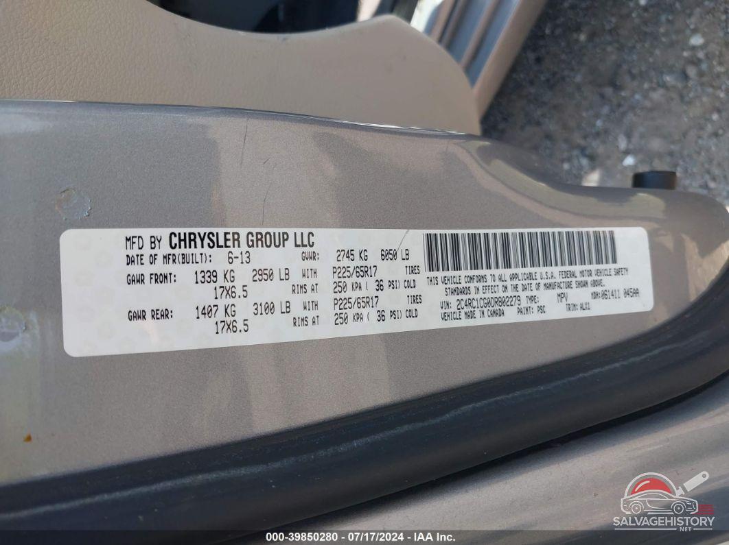 2C4RC1CG0DR802279 2013 CHRYSLER TOWN & COUNTRY photo no. 9