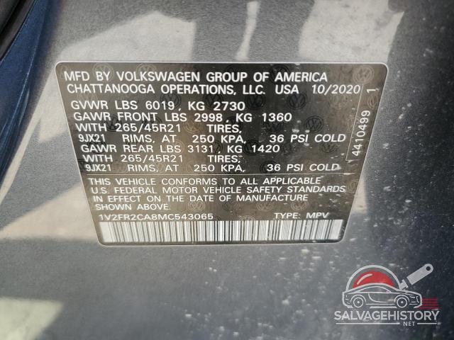 1V2FR2CA8MC543065 2021 VOLKSWAGEN ATLAS photo no. 13