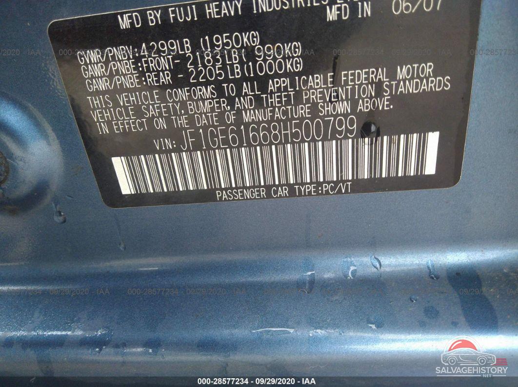 JF1GE61668H500799 2008 SUBARU IMPREZA SEDAN photo no. 9