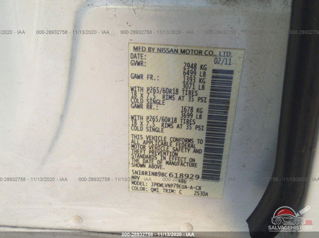 5N1BR1NB9BC618929 2011 NISSAN PATHFINDER photo no. 9