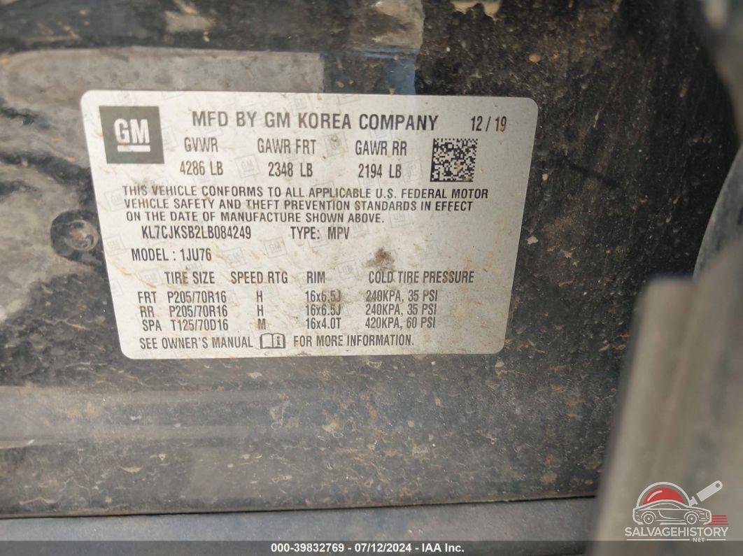 KL7CJKSB2LB084249 2020 CHEVROLET TRAX photo no. 9