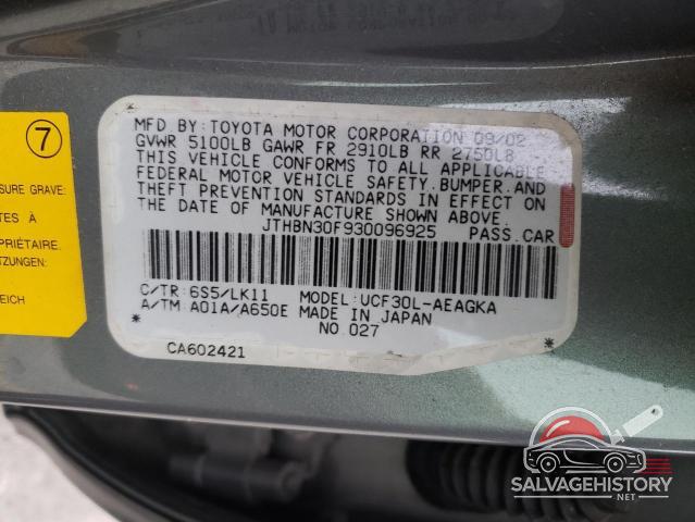 JTHBN30F930096925 2003 LEXUS LS430 photo no. 12