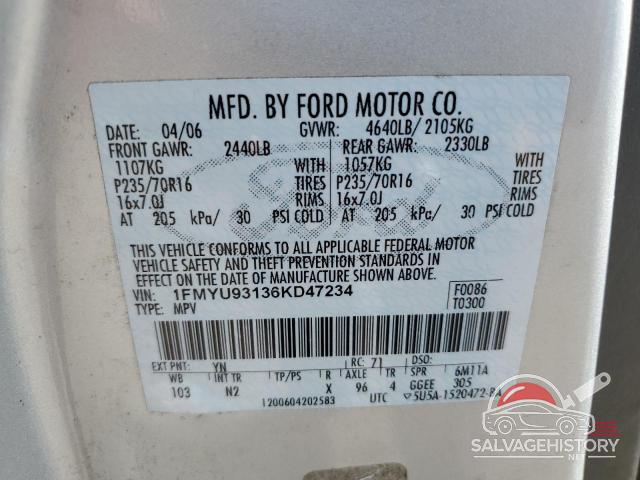 1FMYU93136KD47234 2006 FORD ESCAPE photo no. 12