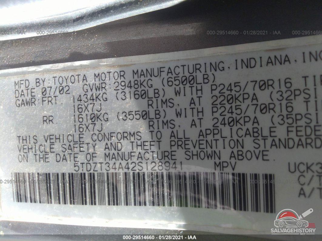 5TDZT34A42S128941 2002 TOYOTA SEQUOIA photo no. 9
