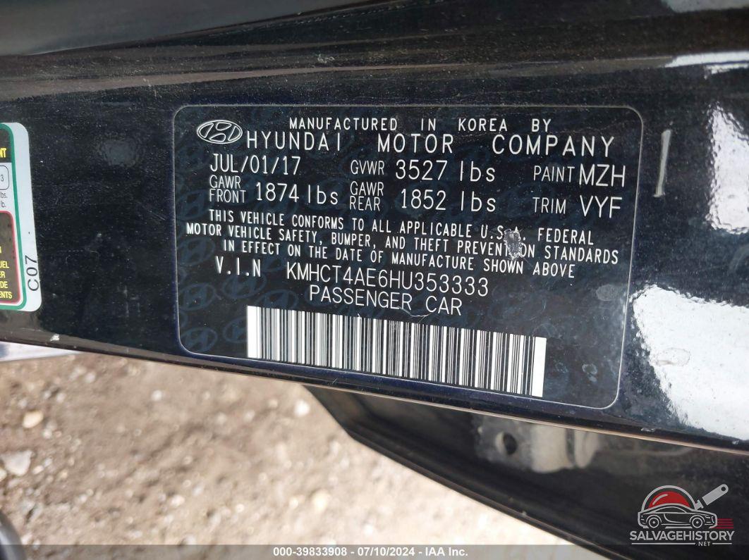 KMHCT4AE6HU353333 2017 HYUNDAI ACCENT photo no. 9