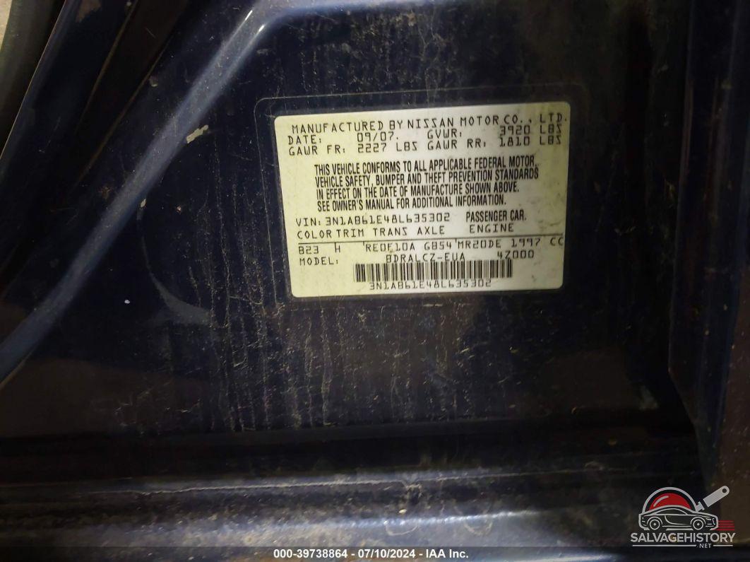 3N1AB61E48L635302 2008 NISSAN SENTRA photo no. 9