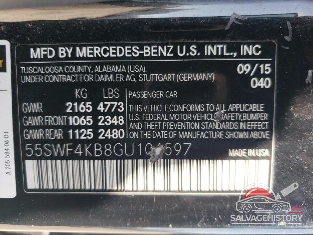 55SWF4KB8GU104597 2016 MERCEDES-BENZ C-CLASS photo no. 12