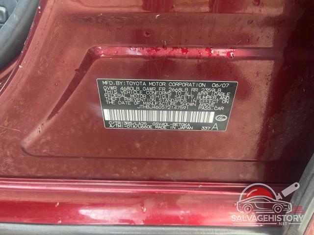 JTHBJ46G572147591 2007 LEXUS ES350 photo no. 10