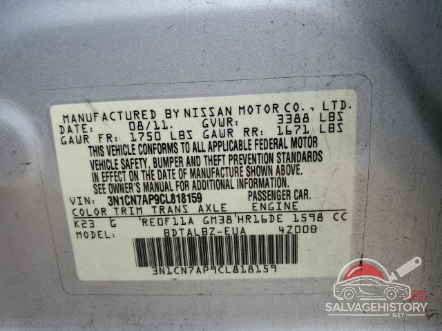 3N1CN7AP9CL818159 2012 NISSAN VERSA photo no. 12