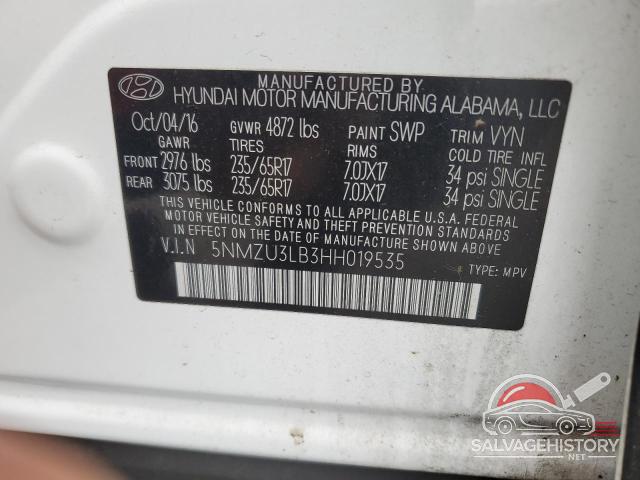 5NMZU3LB3HH019535 2017 HYUNDAI SANTA FE photo no. 12