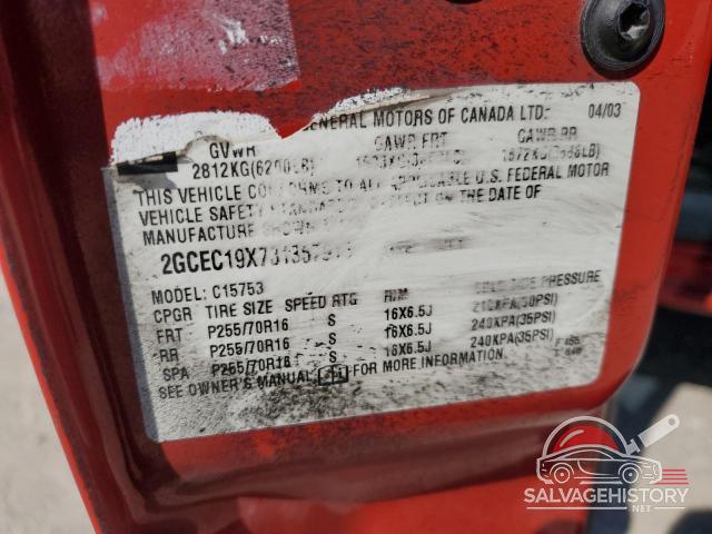 2GCEC19X731357915 2003 CHEVROLET ALL Models photo no. 12