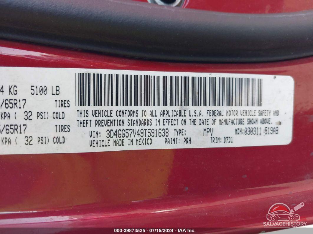 3D4GG57V49T591638 2009 DODGE JOURNEY photo no. 9