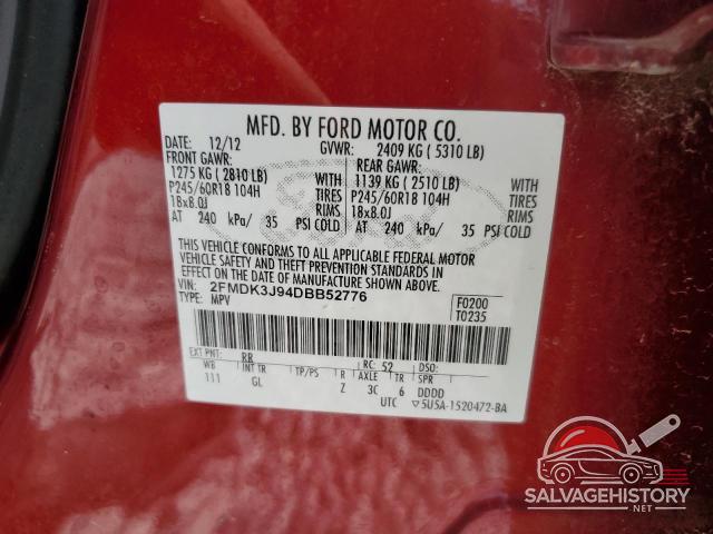 2FMDK3J94DBB52776 2013 FORD EDGE photo no. 13