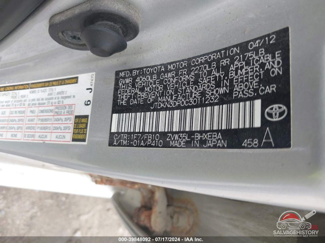JTDKN3DP0C3011232 2012 TOYOTA PRIUS PLUG-IN photo no. 9