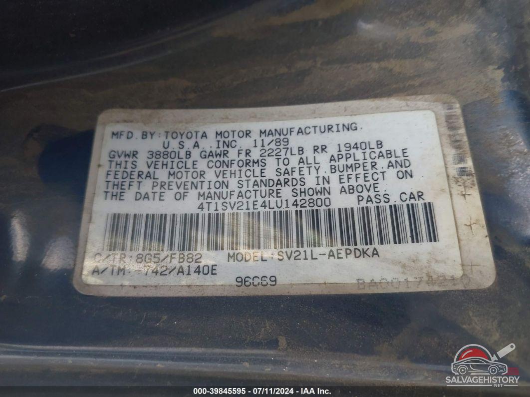 4T1SV21E4LU142800 1990 TOYOTA CAMRY photo no. 8