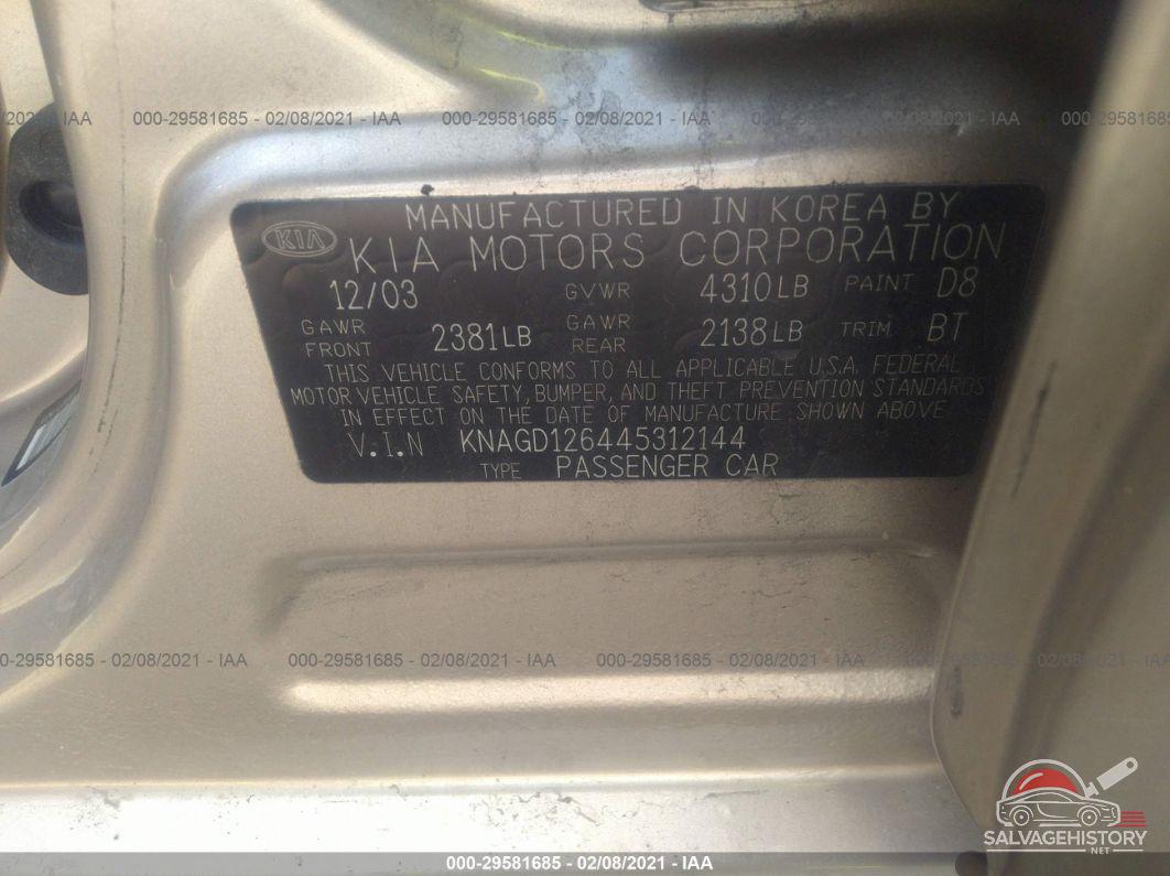 KNAGD126445312144 2004 KIA OPTIMA photo no. 9