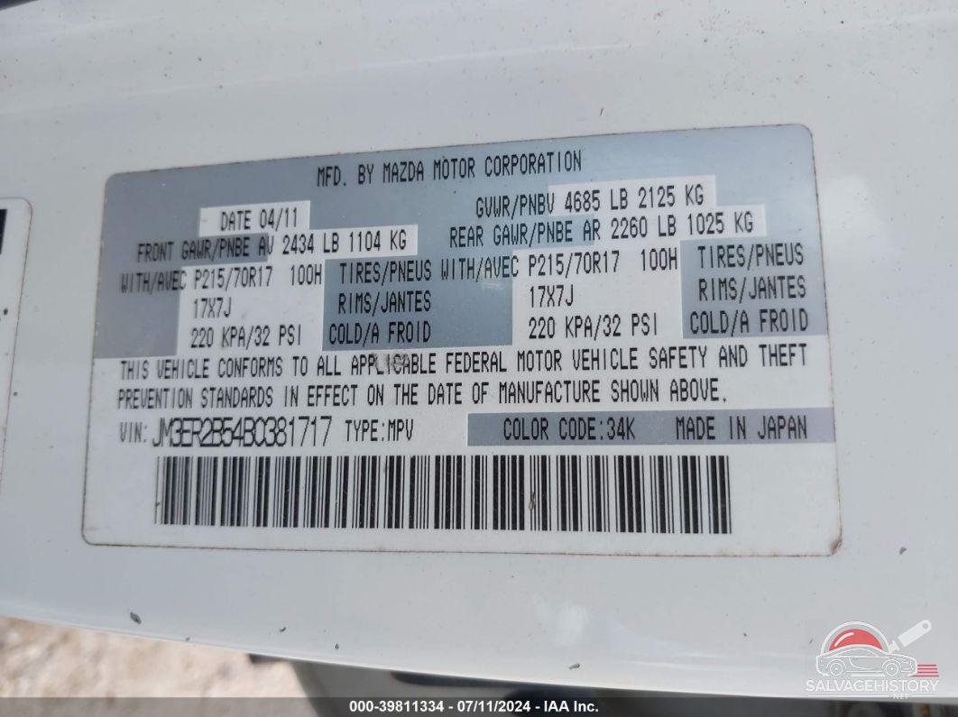 JM3ER2B54B0381717 2011 MAZDA CX-7 photo no. 9
