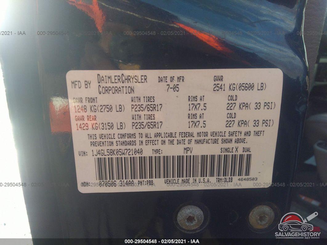 1J4GL58K05W721040 2005 JEEP LIBERTY photo no. 9