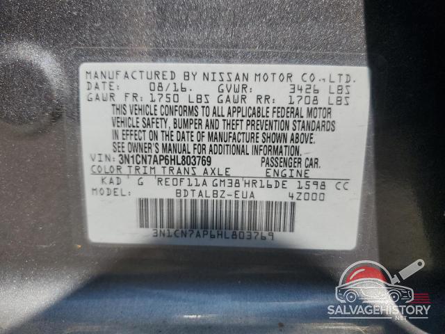 3N1CN7AP6HL803769 2017 NISSAN VERSA photo no. 12