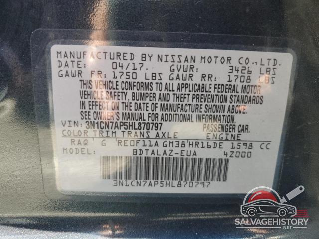 3N1CN7AP5HL870797 2017 NISSAN VERSA photo no. 12