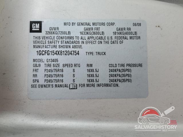 1GCFG154X81204754 2008 CHEVROLET EXPRESS photo no. 13