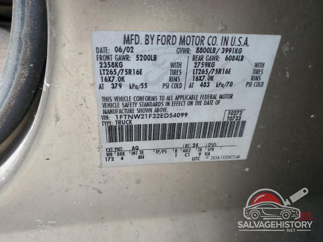 1FTNW21F32ED54099 2002 FORD F250 photo no. 13