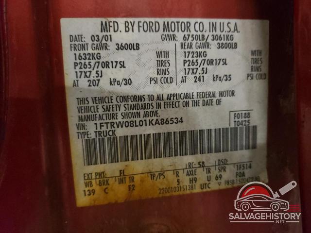 1FTRW08L01KA86534 2001 FORD F-150 photo no. 12