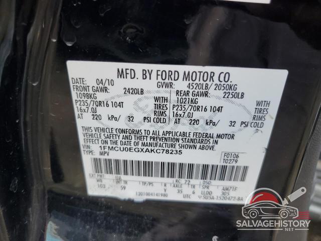 1FMCU0EGXAKC78235 2010 FORD ESCAPE photo no. 13