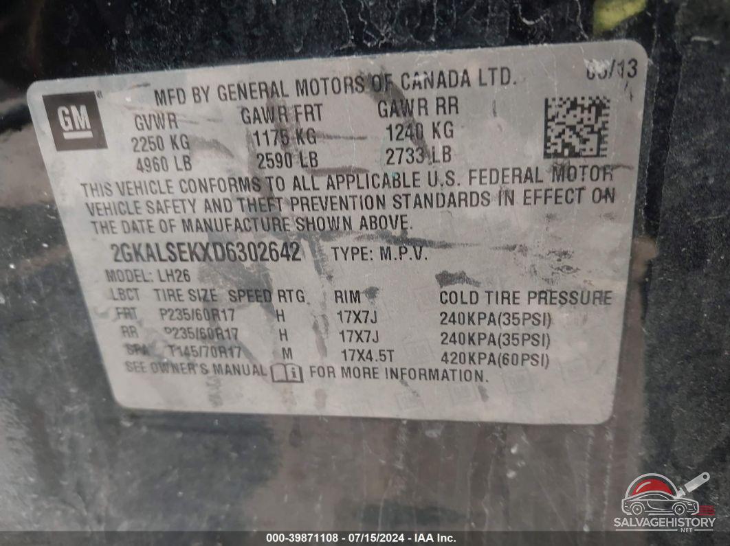 2GKALSEKXD6302642 2013 GMC TERRAIN photo no. 9