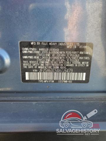 JF2SH6DC5AH726479 2010 SUBARU FORESTER photo no. 13