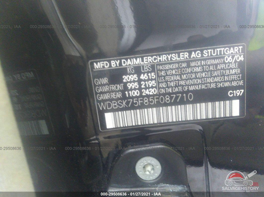 WDBSK75F85F087710 2005 MERCEDES-BENZ SL-CLASS photo no. 9
