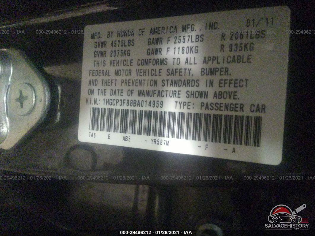 1HGCP3F88BA014959 2011 HONDA ACCORD SDN photo no. 9