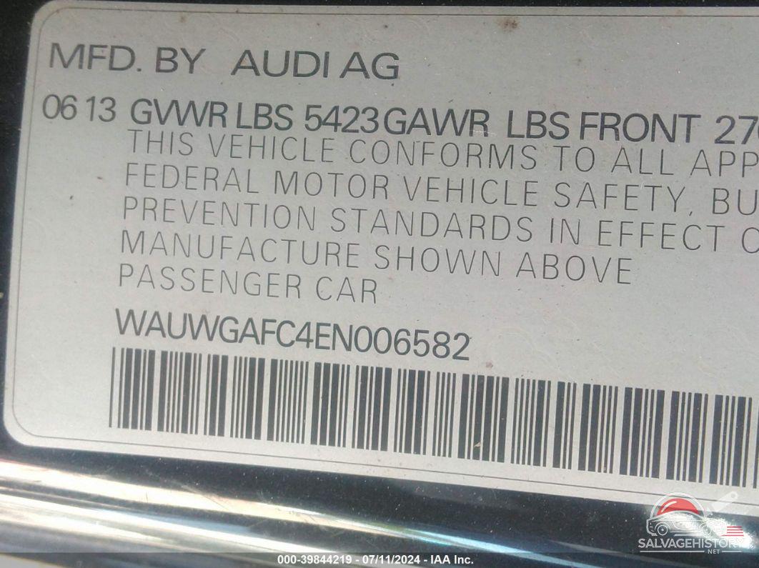WAUWGAFC4EN006582 2014 AUDI A7 photo no. 9
