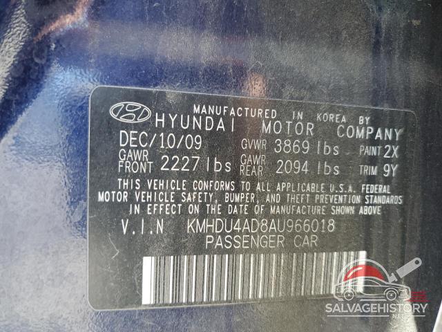 KMHDU4AD8AU966018 2010 HYUNDAI ELANTRA photo no. 12