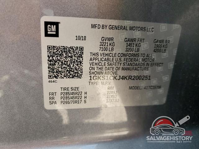 1GKS1CKJ4KR200251 2019 GMC YUKON photo no. 13