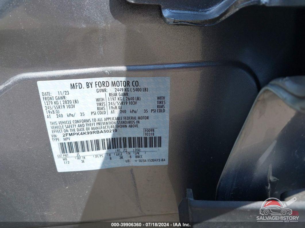 2FMPK4K99RBA50219 2024 FORD EDGE photo no. 9