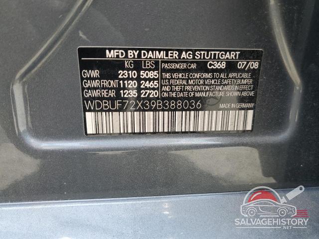 WDBUF72X39B388036 2009 MERCEDES-BENZ E-CLASS photo no. 12