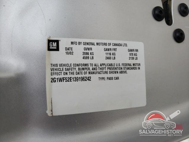 2G1WF52E139196242 2003 CHEVROLET IMPALA photo no. 12