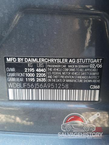 WDBUF56J56A951258 2006 MERCEDES-BENZ E-CLASS photo no. 12