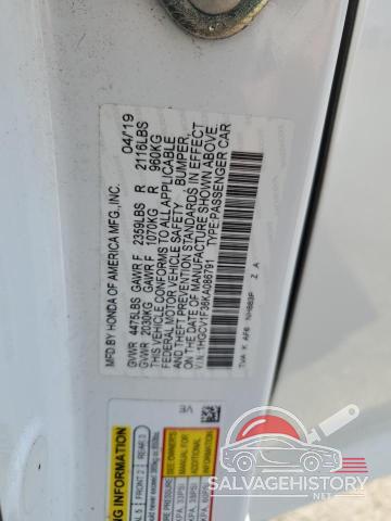 1HGCV1F36KA086791 2019 HONDA ACCORD photo no. 12