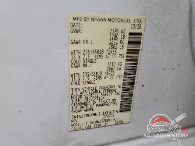 5N1AZ2MHXHN110375 2017 NISSAN MURANO photo no. 13
