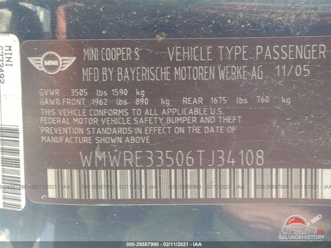WMWRE33506TJ34108 2006 MINI COOPER HARDTOP photo no. 9