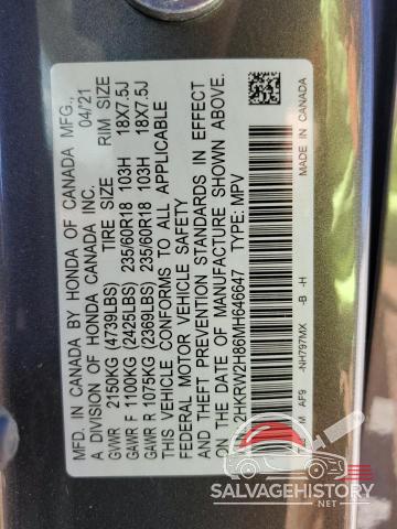 2HKRW2H86MH646647 2021 HONDA CRV photo no. 13