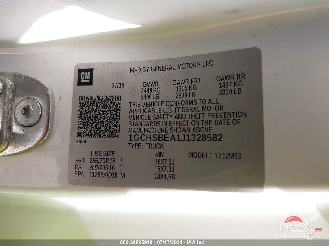 1GCHSBEA1J1328582 2018 CHEVROLET COLORADO photo no. 9