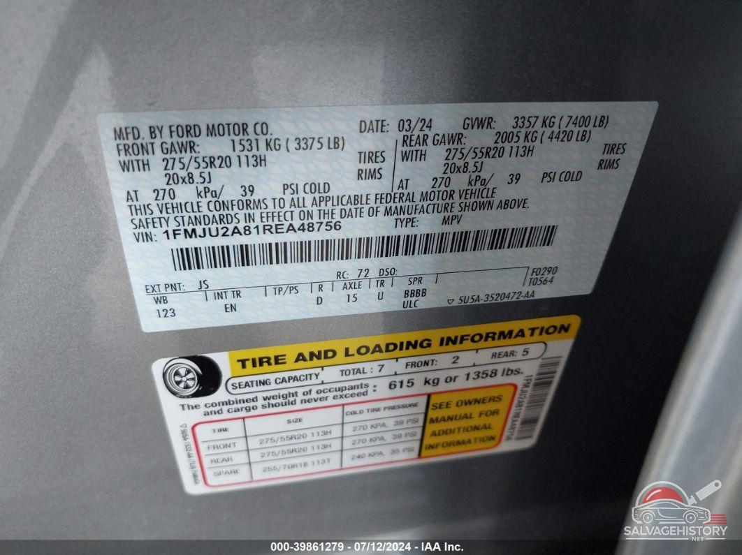 1FMJU2A81REA48756 2024 FORD EXPEDITION photo no. 9