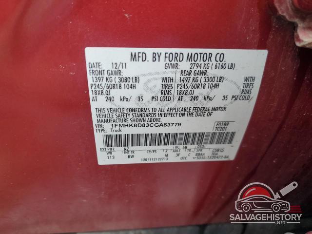 1FMHK8D83CGA83779 2012 FORD EXPLORER photo no. 13