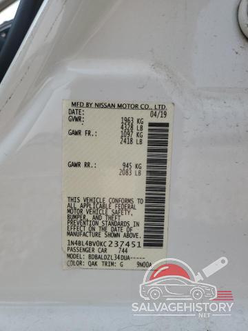 1N4BL4BV0KC237451 2019 NISSAN ALTIMA photo no. 13