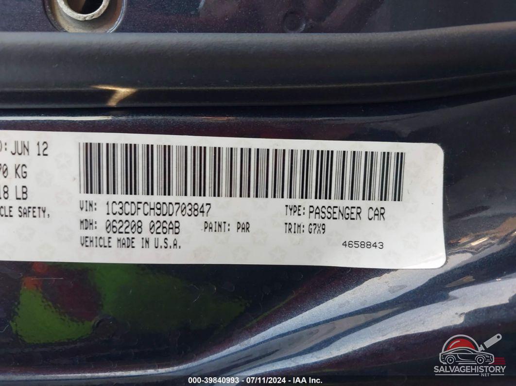 1C3CDFCH9DD703847 2013 DODGE DART photo no. 9