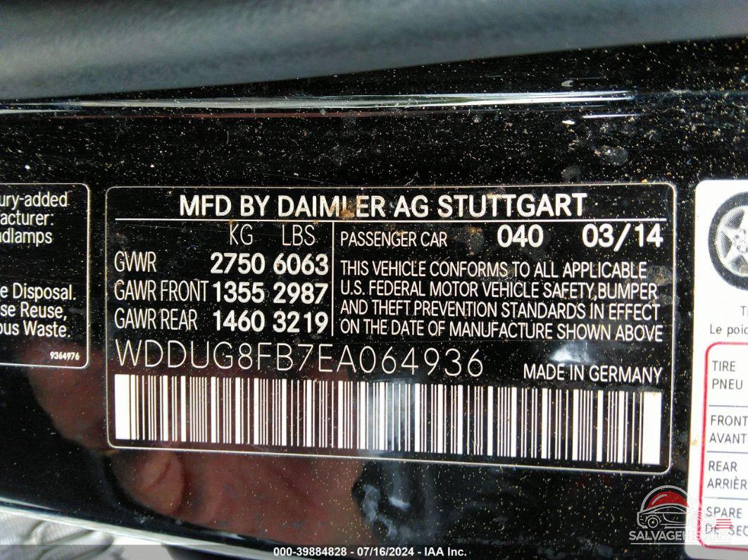 WDDUG8FB7EA064936 2014 MERCEDES-BENZ S photo no. 9